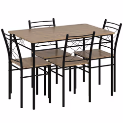 HOMCOM 5 Piece Dining Table and Chairs Set, Space Saving, Oak - Additional view 8