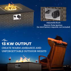Outsunny 13 KW Rattan Gas Fire Pit Table, Propane Fire Pit for Garden, Grey - Additional view 4