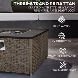 Outsunny 13 KW Rattan Gas Fire Pit Table, Propane Fire Pit for Garden, Grey - Additional view 5