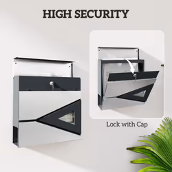 HOMCOM Modern Wall Mounted Post Box, Weatherproof Letterbox with Lock