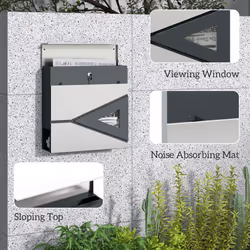 HOMCOM Modern Wall Mounted Post Box, Weatherproof Letterbox with Lock - Additional view 4