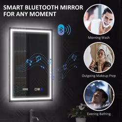 HOMCOM 500 x 700 mm Bathroom Mirror with Bluetooth Clock Lights Demister Pad