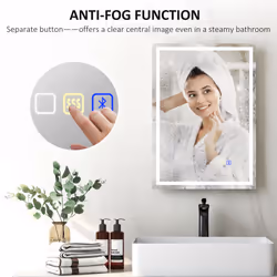 HOMCOM 500 x 700 mm Bathroom Mirror with Bluetooth Clock Lights Demister Pad - Additional view 5