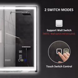HOMCOM 500 x 700 mm Bathroom Mirror with Bluetooth Clock Lights Demister Pad - Additional view 7