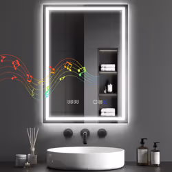 HOMCOM 500 x 700 mm Bathroom Mirror with Bluetooth Clock Lights Demister Pad - Additional view 8