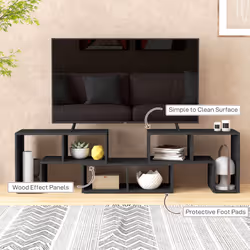 HOMCOM TV Unit for TVs up to 75 Inches, Free Combination TV Stand, Black - Additional view 5