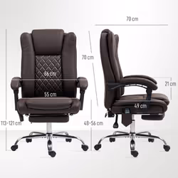 HOMCOM PU Leather Massage Office Chair, Reclining Desk Chair, Brown