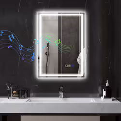 HOMCOM 500 x 700 mm Bathroom Mirror with Bluetooth Lights Demister Pad