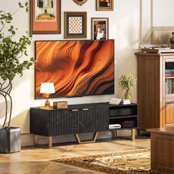 HOMCOM TV Unit, TV Stand Cabinet with Shelves and Storage Cupboard, Black