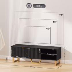 HOMCOM TV Unit, TV Stand Cabinet with Shelves and Storage Cupboard, Black