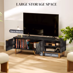 HOMCOM TV Unit, TV Stand Cabinet with Shelves and Storage Cupboard, Black - Additional view 4