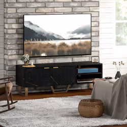 HOMCOM TV Unit, TV Stand Cabinet with Shelves and Storage Cupboard, Black - Additional view 6