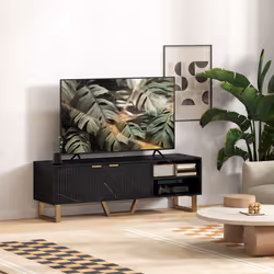 HOMCOM TV Unit, TV Stand Cabinet with Shelves and Storage Cupboard, Black - Additional view 7