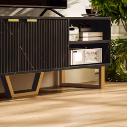 HOMCOM TV Unit, TV Stand Cabinet with Shelves and Storage Cupboard, Black - Additional view 8