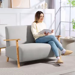 HOMCOM 2 Seater Sofa, Fabric Modern Loveseat for Living Room, Grey
