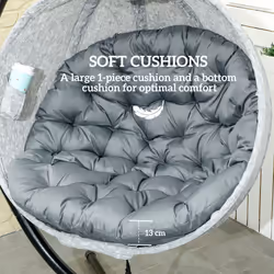 Outsunny Hanging Egg Chair Outdoor Indoor Swing Chair, Folding Basket, Grey