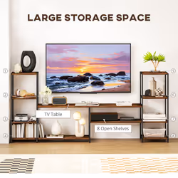 HOMCOM TV Unit for TVs up to 60 Inches, Industrial TV Stand with Shelves