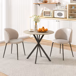 HOMCOM 80cm Round Dining Table, Industrial Kitchen Table with Steel Legs