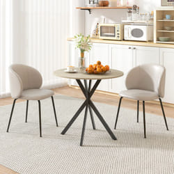 HOMCOM 80cm Round Dining Table, Industrial Kitchen Table with Steel Legs