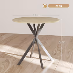 HOMCOM 80cm Round Dining Table, Industrial Kitchen Table with Steel Legs