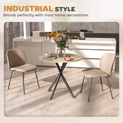 HOMCOM 80cm Round Dining Table, Industrial Kitchen Table with Steel Legs - Additional view 4