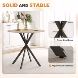 HOMCOM 80cm Round Dining Table, Industrial Kitchen Table with Steel Legs - Additional view 5