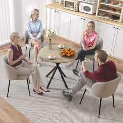 HOMCOM 80cm Round Dining Table, Industrial Kitchen Table with Steel Legs - Additional view 6