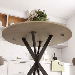 HOMCOM 80cm Round Dining Table, Industrial Kitchen Table with Steel Legs - Additional view 8