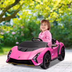 AIYAPLAY 12V Lamborghini Autentica Licensed Ride on Car, Pink
