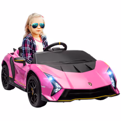 AIYAPLAY 12V Lamborghini Autentica Licensed Ride on Car, Pink