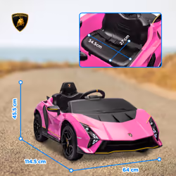 AIYAPLAY 12V Lamborghini Autentica Licensed Ride on Car, Pink