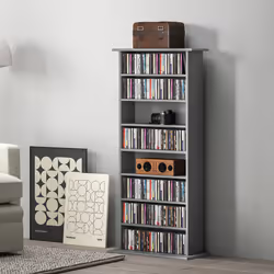 HOMCOM CD Storage Unit DVD Tower Blu-ray Storage Shelf for Living Room Grey