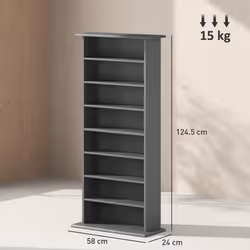 HOMCOM CD Storage Unit DVD Tower Blu-ray Storage Shelf for Living Room Grey