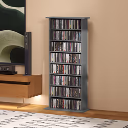 HOMCOM CD Storage Unit DVD Tower Blu-ray Storage Shelf for Living Room Grey - Additional view 8