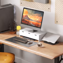 HOMCOM Monitor Stand Riser with 3 Drawers for Laptop, Computer, PC, White