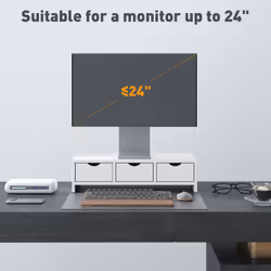 HOMCOM Monitor Stand Riser with 3 Drawers for Laptop, Computer, PC, White - Additional view 7