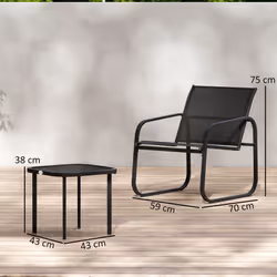 Outsunny Garden Bistro Set, Metal Garden Furniture Set with Mesh Chairs