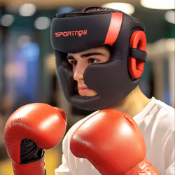 SPORTNOW Boxing Headguard w/ Adjustable Strap for Sparring, Kickboxing, Red