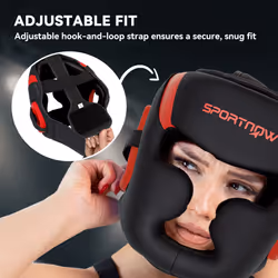 SPORTNOW Boxing Headguard w/ Adjustable Strap for Sparring, Kickboxing, Red