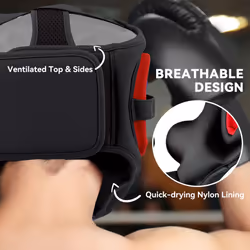 SPORTNOW Boxing Headguard w/ Adjustable Strap for Sparring, Kickboxing, Red - Additional view 4