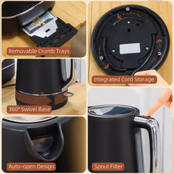 HOMCOM 1.7L 3000W Fast Boil Electric Kettle - Black - Additional view 5