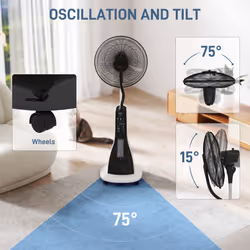 HOMCOM Spray Misting Fan, Pedestal Fan with Oscillation, Tilt, Wheels