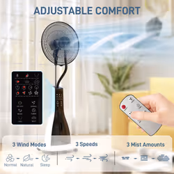 HOMCOM Spray Misting Fan, Pedestal Fan with Oscillation, Tilt, Wheels - Additional view 8