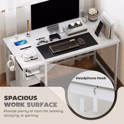 HOMCOM 120 x 60 cm Home Office Desk Reversible Study Table for Bedroom White - Additional view 4