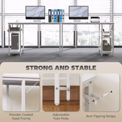 HOMCOM 120 x 60 cm Home Office Desk Reversible Study Table for Bedroom White - Additional view 5