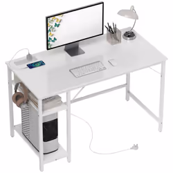 HOMCOM 120 x 60 cm Home Office Desk Reversible Study Table for Bedroom White - Additional view 8
