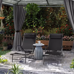 Outsunny Set of 2 Garden Sun Loungers, Folding Chaise Lounge Chairs, Black
