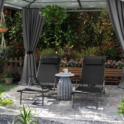 Outsunny Set of 2 Garden Sun Loungers, Folding Chaise Lounge Chairs, Black