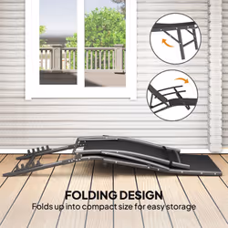 Outsunny Set of 2 Garden Sun Loungers, Folding Chaise Lounge Chairs, Black - Additional view 5