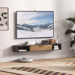 HOMCOM 140 cm Floating TV Unit with Storage Entertainment Media Console Grey - Additional view 6
